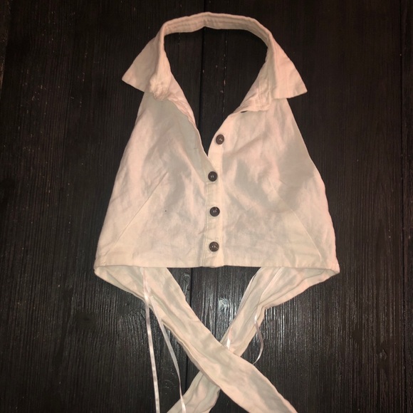 Collared Button Front Halter Top - Picture 2 of 4